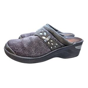 Bzees‎ Women's 7.5 Gray Woven Fabric Comfort Clogs Mules Shoes #383